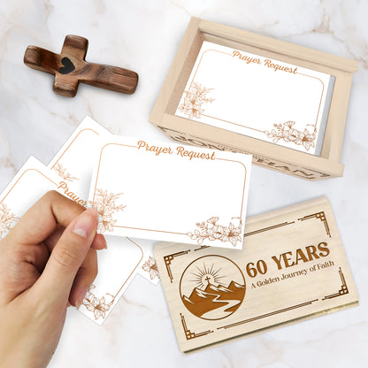 Netecom Personalized Birthday Prayer Box 60 Years with Custom Name, Christian Faith Gift with Wooden Cross & 100 Prayer Request Cards, Meaningful 60th Birthday Gift