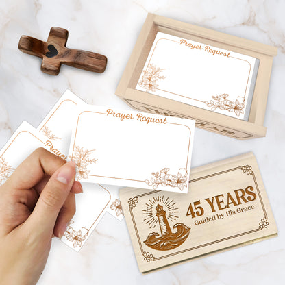 Netecom Personalized Birthday Prayer Box 45 Years with Custom Name, Christian Faith Gift with Wooden Cross & 100 Prayer Request Cards, Meaningful 45th Birthday Gift