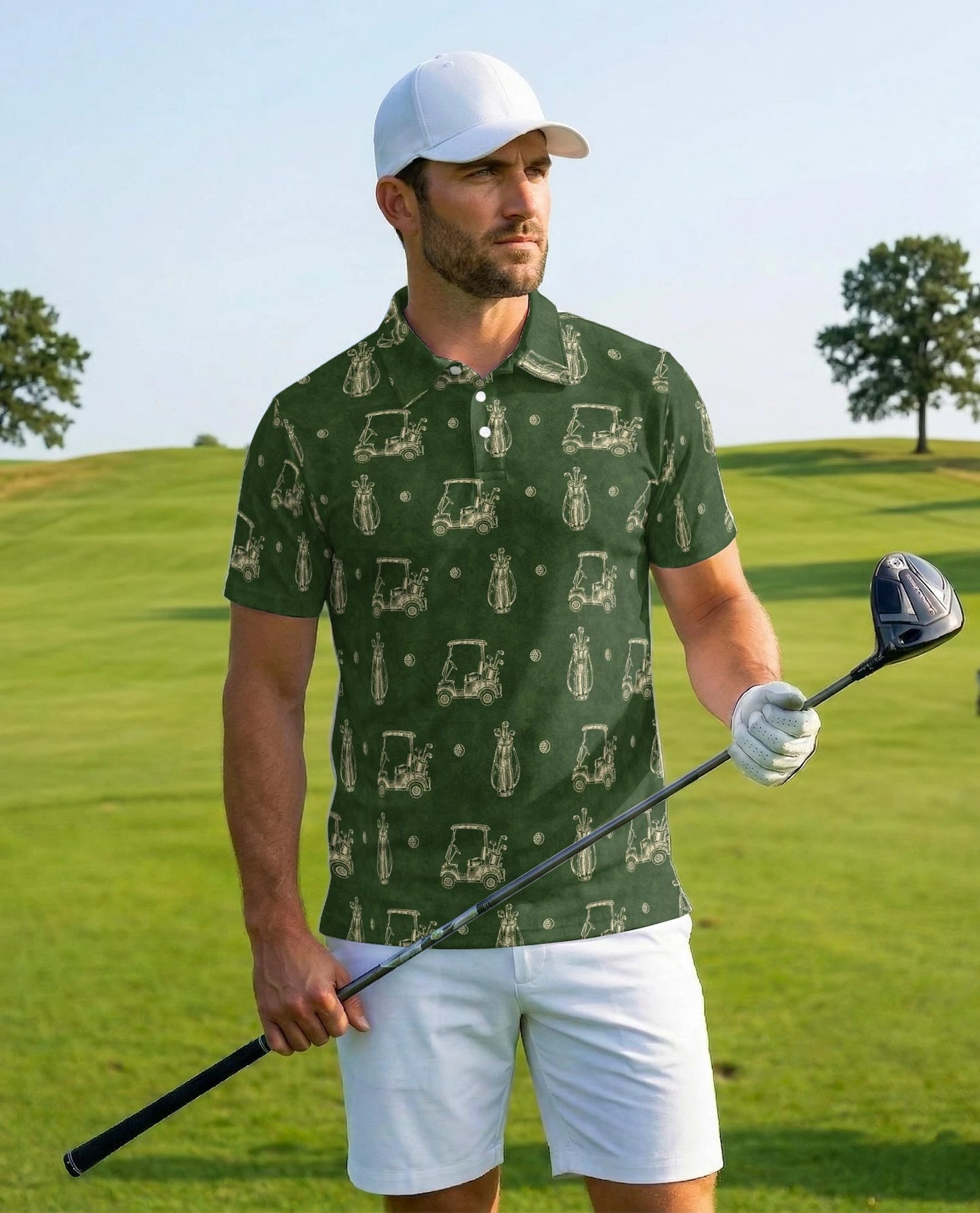 Vintage Golf Pattern Polo Shirt for Men – Classic Sports Style | Netecom