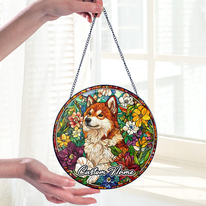 Netecom Custom Akita Dog Ornament, Personalized Memorial Suncatcher, Pet Loss Sympathy Gift, Christmas Decoration