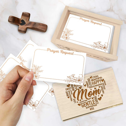 Netecom Personalized Mom Prayer Box with Custom Name Cross and 100 Prayer Request Cards, Christian Gift for Mom, Faith-Inspired Keepsake