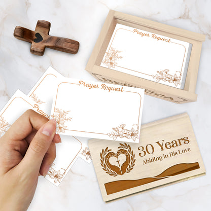 Netecom Personalized Birthday Prayer Box 30 Years with Custom Name, Christian Faith Gift with Wooden Cross & 100 Prayer Request Cards, Meaningful 30th Birthday Gift