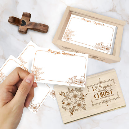 Netecom Personalized Wooden Prayer Box with Custom Name Cross, 100 Prayer Request Cards, Christian Gift for Prayer, Reflection, and Faith