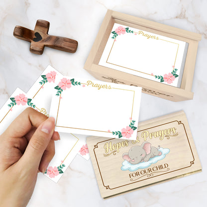 Netecom Baby Prayer Box with 100 Prayer Request Cards & Handheld Cross – Wooden Christian Prayer Box, Meaningful Gift for Parents with Baby, Hopes & Prayers for Our Child