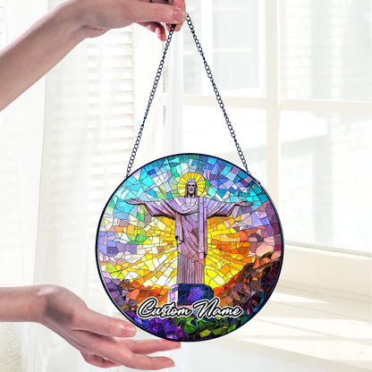 Netecom Rio Landmark Sun Catcher – Personalized Stained Glass Ornament, Brazilian Landmark Window Hanging, Religious Home Decor Gifts