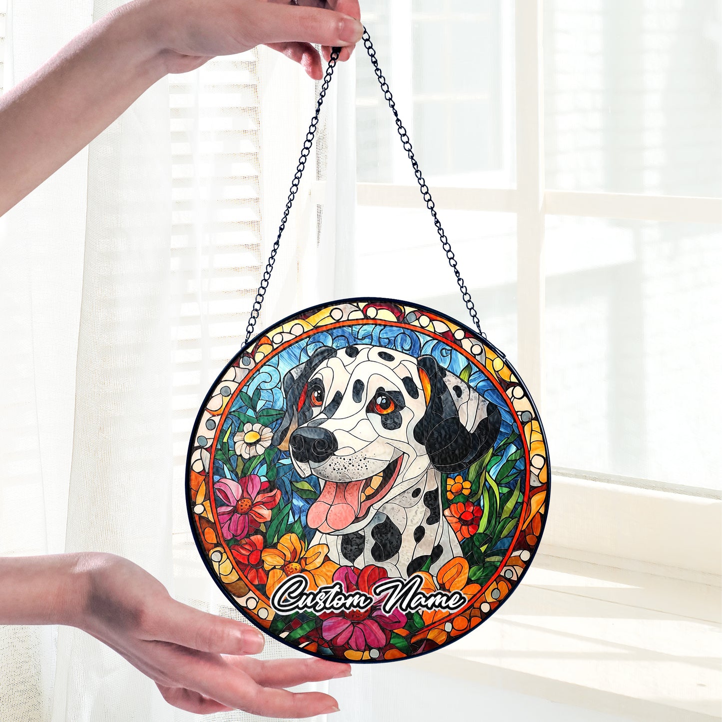 Netecom Personalized Dalmatian Dog Ornament, Custom Memorial Suncatcher, Pet Loss Remembrance Gift, Christmas Decoration
