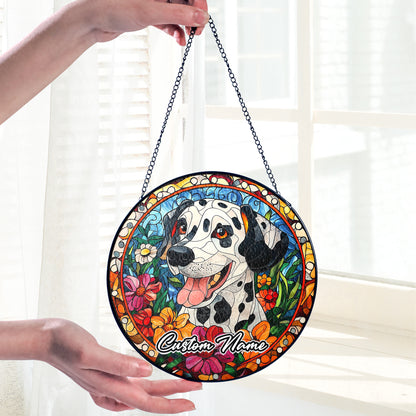 Netecom Personalized Dalmatian Dog Ornament, Custom Memorial Suncatcher, Pet Loss Remembrance Gift, Christmas Decoration