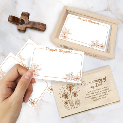 Netecom Personalized Memory Dad Prayer Box – Custom Name & Year Engraved, 100 Prayer Request Cards with Wooden Cross, Christian Memorial Keepsake Gift