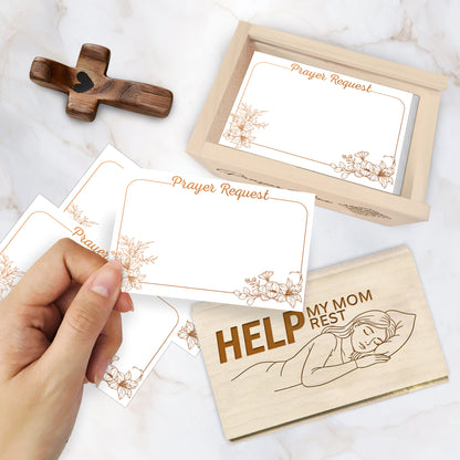 Netecom Prayer Box for Mom with 100 Prayer Request Cards & Wooden Prayer Cross, Christian Gift from Daughter or Son, Faith-Based Keepsake for Rest, Peace & Love