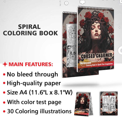 Cursed Charmer Spiral Bound Coloring Book, Step into the Haunting Beauty with 30 Exquisite Coloring Pages of the Cursed Charmer to Bring Enchanting and Eerie Scenes to Life