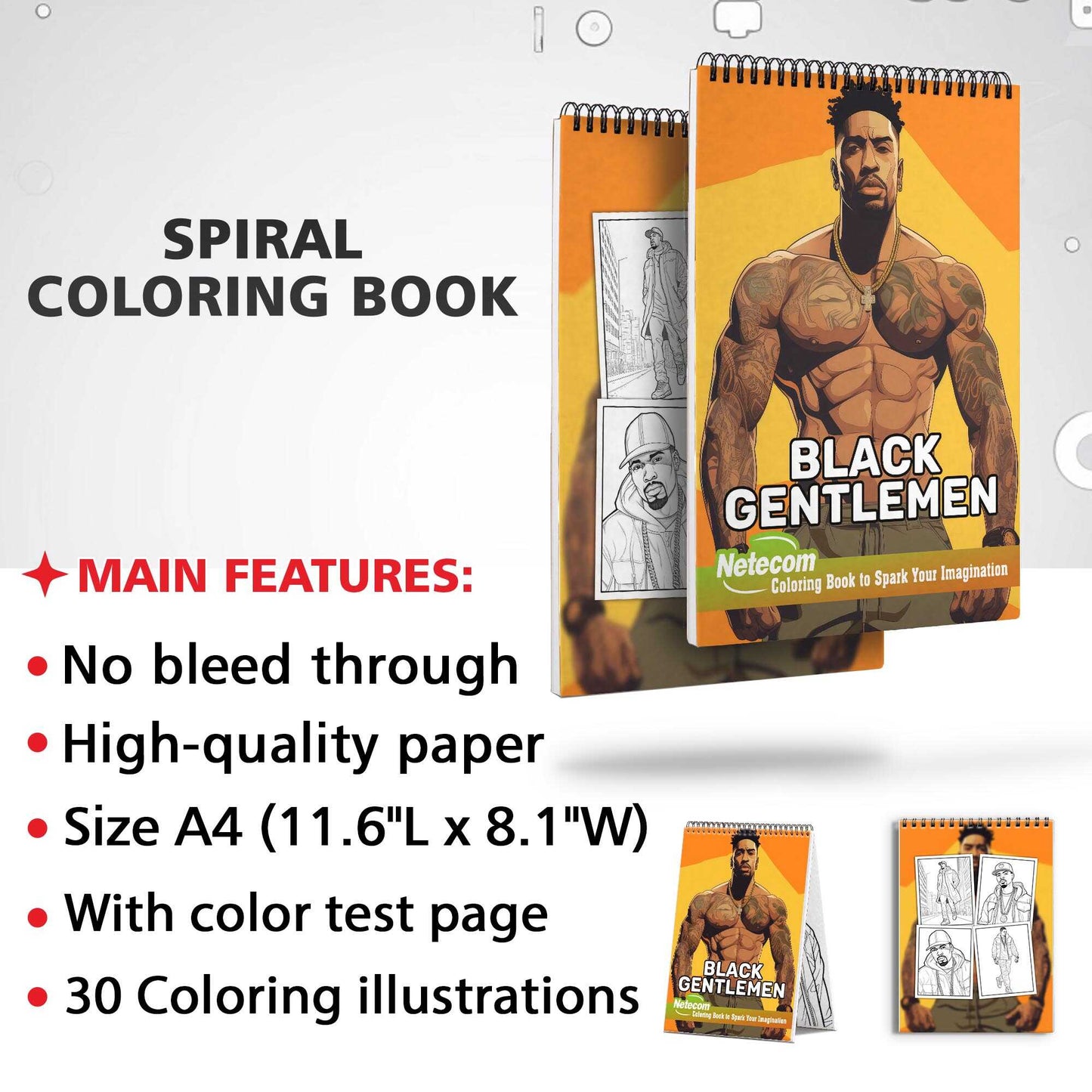 Black Gentlemen Spiral Bound Coloring Book, Indulge in 30 Dashing Coloring Pages, Fostering Focus and Imagination while Celebrating Handsome Black Gentlemen