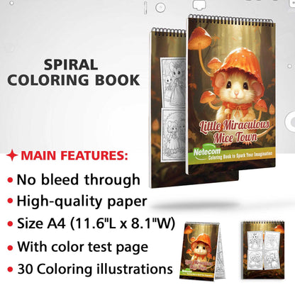 Little Miraculous Mice Town Spiral Bound Coloring Book, Unleash Your Creativity with 30 Charming Pages Filled with Tales from the Enchanted Mice Town.