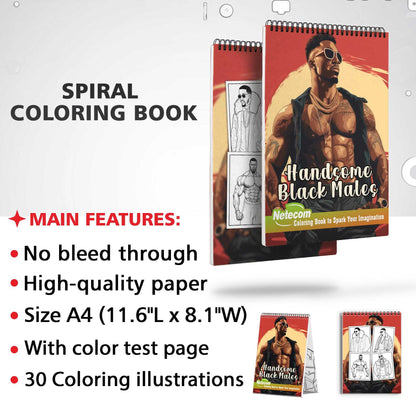 Handsome Black Males Spiral Bound Coloring Book, Capture the Essence of Distinguished Style with 30 Inspiring Coloring Pages, Creating a Timeless Gallery of Handsome Black Men