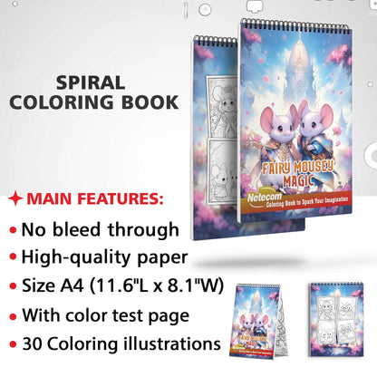 Fairy Mousey Magic Spiral Bound Coloring Book, Step into a Whimsical World with 30 Captivating Coloring Scenes of Fairy Mousey Magic.