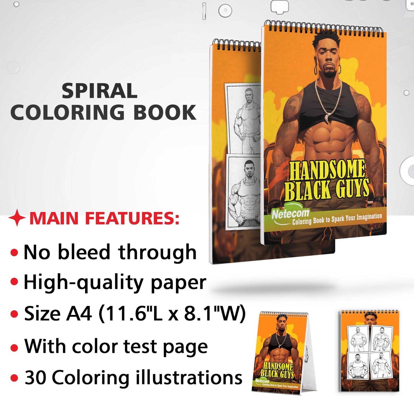 Handsome Black Guys Spiral Bound Coloring Book, Indulge in 30 Dashing Coloring Pages, Fostering Focus and Imagination while Celebrating the Handsome Appeal of Black Guys