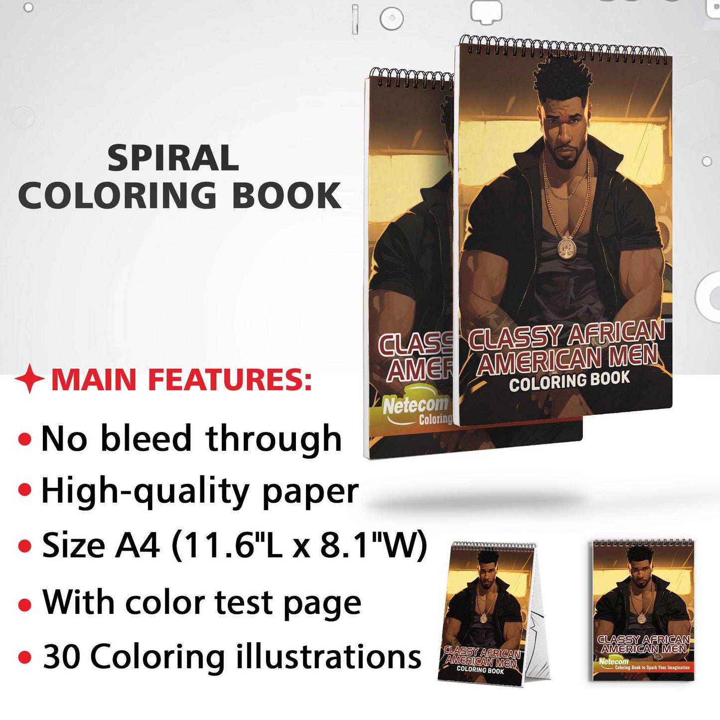 Classy African American Men Spiral Bound Coloring Book, Discover Classic Charm with 30 Enchanting Coloring Pages, Unleashing Your Creativity in the World of Classy African American Men