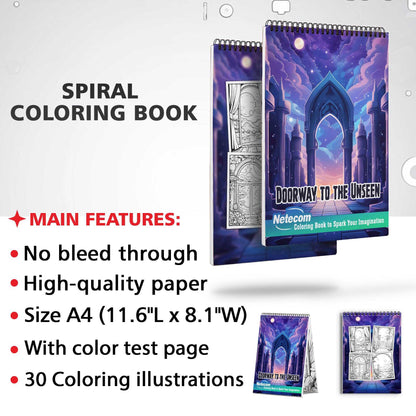 Doorway to the Unseen Spiral Bound Coloring Book, Embark on a Journey with 30 Captivating Coloring Pages of the Doorway to the Unseen, Where Wonder Awaits.