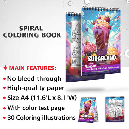 Sugarland Spiral Bound Coloring Book, Indulge in 30 Dazzling Coloring Pages, Fostering Focus and Creativity as You Celebrate the Artistry of Culinary Confections