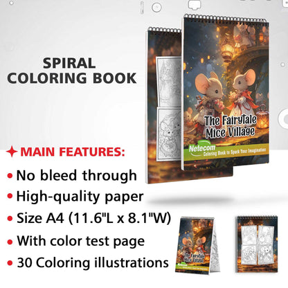 The Fairytale Mice Village Spiral Bound Coloring Book, Unleash Your Creativity with 30 Charming Pages Filled with Enchanted Stories from The Mice Village.