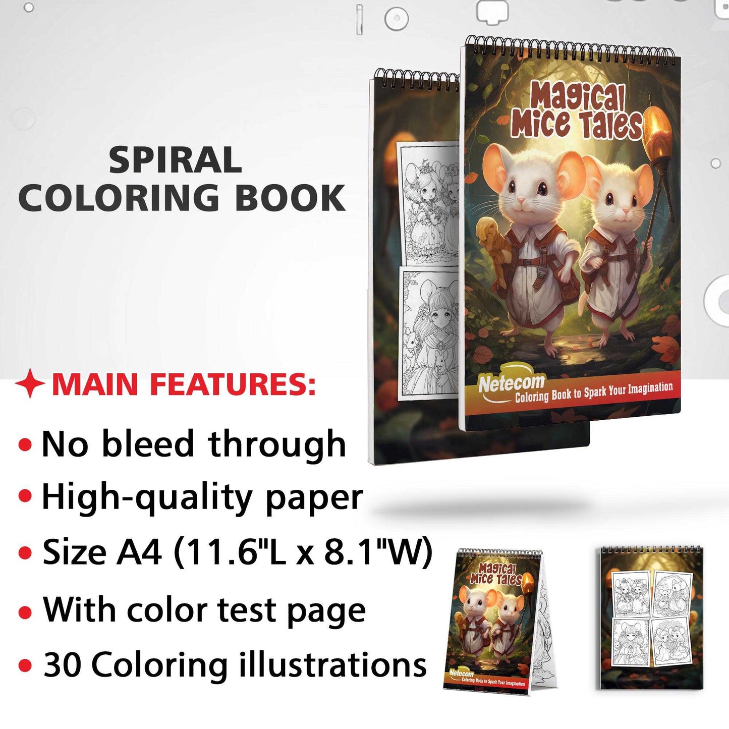 Magical Mice Tales Spiral Bound Coloring Book, Discover the Magic of Mice through 30 Exquisitely Illustrated Coloring Pages from Enchanting Tales.