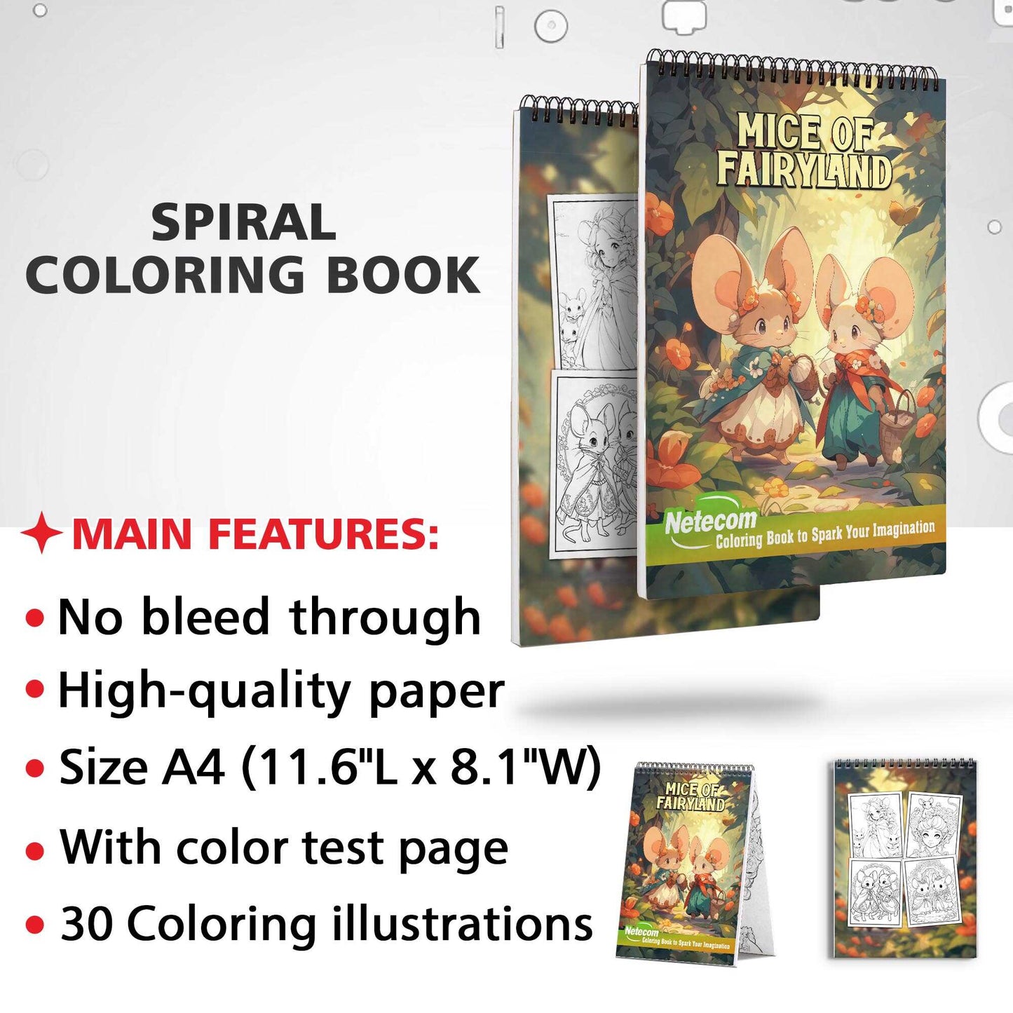 Mice of Fairyland Spiral Bound Coloring Book, Discover the Magic of Fairytales through 30 Exquisitely Illustrated Coloring Pages of Mice in Fairyland.