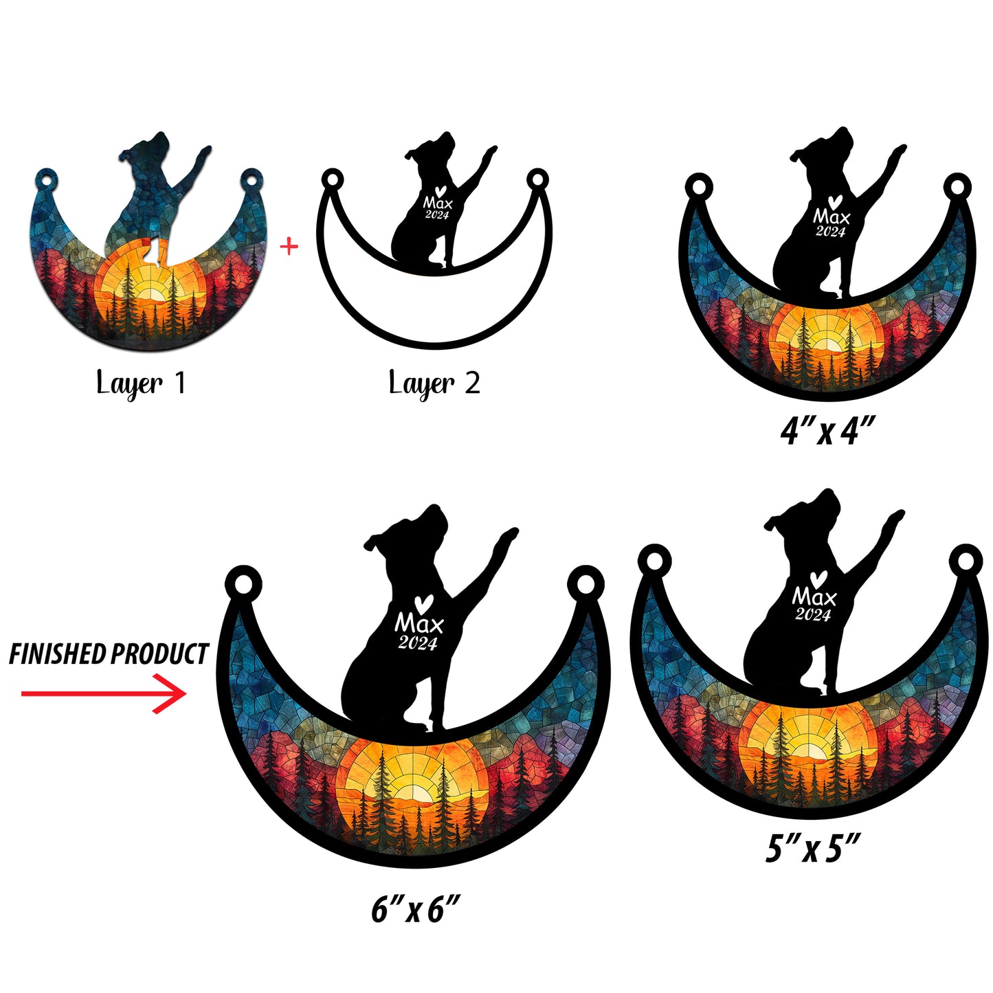 Netecom Personalized Pitbull Memorial Suncatcher, Custom Pitbull Ornament with Name Date, Dog Loss Sympathy Gift, Pet Loss Remembrance Gifts, Bereavement Gifts for Loss of Pet, Dog Grief Gift