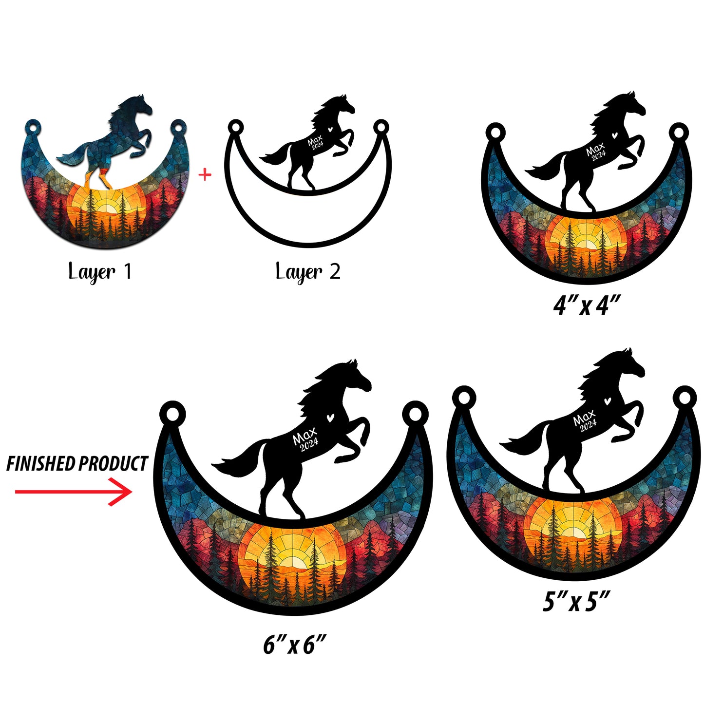 Netecom Personalized Horse Memorial Suncatcher, Custom Horse Ornament with Name Date, Pet Loss Sympathy Gift, Remembrance Gifts for Pet Loss, Horse Grief Gift