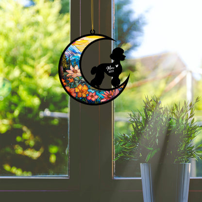 Netecom Personalized Poodle Memorial Suncatcher - Dog Loss Sympathy Gift with Name & Date - Poodle Christmas Ornament & Pet Bereavement Keepsake