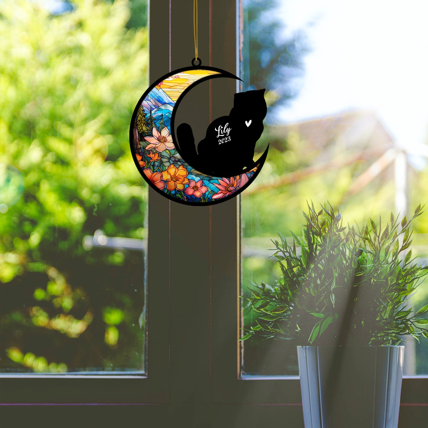 Netecom Personalized Exotic Shorthair Cat Memorial Suncatcher - Custom with Name & Date - Pet Loss Light Catcher - Gifts for Cat Lovers - Christmas Cat Ornament for Window & Home Hangings