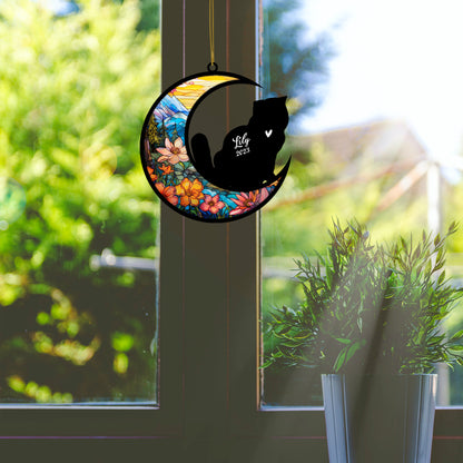 Netecom Personalized Exotic Shorthair Cat Memorial Suncatcher - Custom with Name & Date - Pet Loss Light Catcher - Gifts for Cat Lovers - Christmas Cat Ornament for Window & Home Hangings