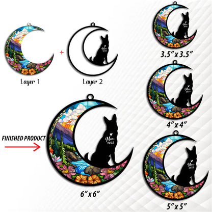 Netecom German Shepherd Dog Memorial Suncatcher, German Shepherd Christmas Ornament with Name Date, Pet Loss Sympathy Gift, Dog Loss Gift, Dog Memorial Ornament, Grief Gift