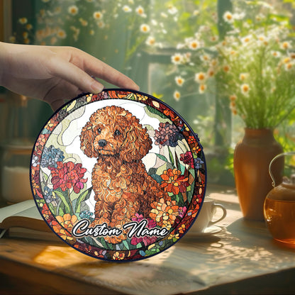 Netecom Personalized Poodle Dog Ornament, Custom Pet Memorial Suncatcher, Pet Loss Remembrance Gift, Christmas Decoration