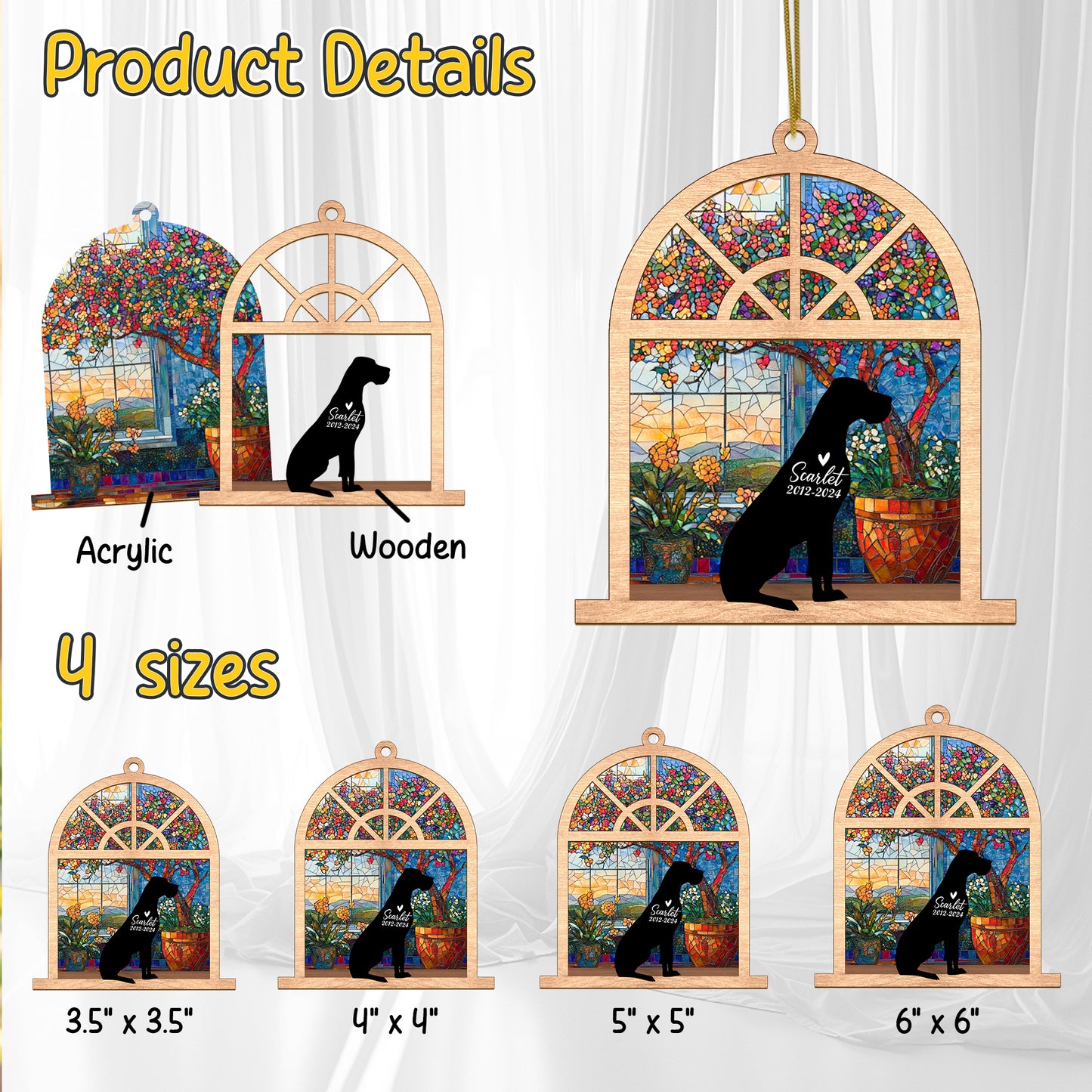 Netecom Personalized Great Dane Memorial Suncatcher – Great Dane Dog Loss Gift & Pet Remembrance Keepsake