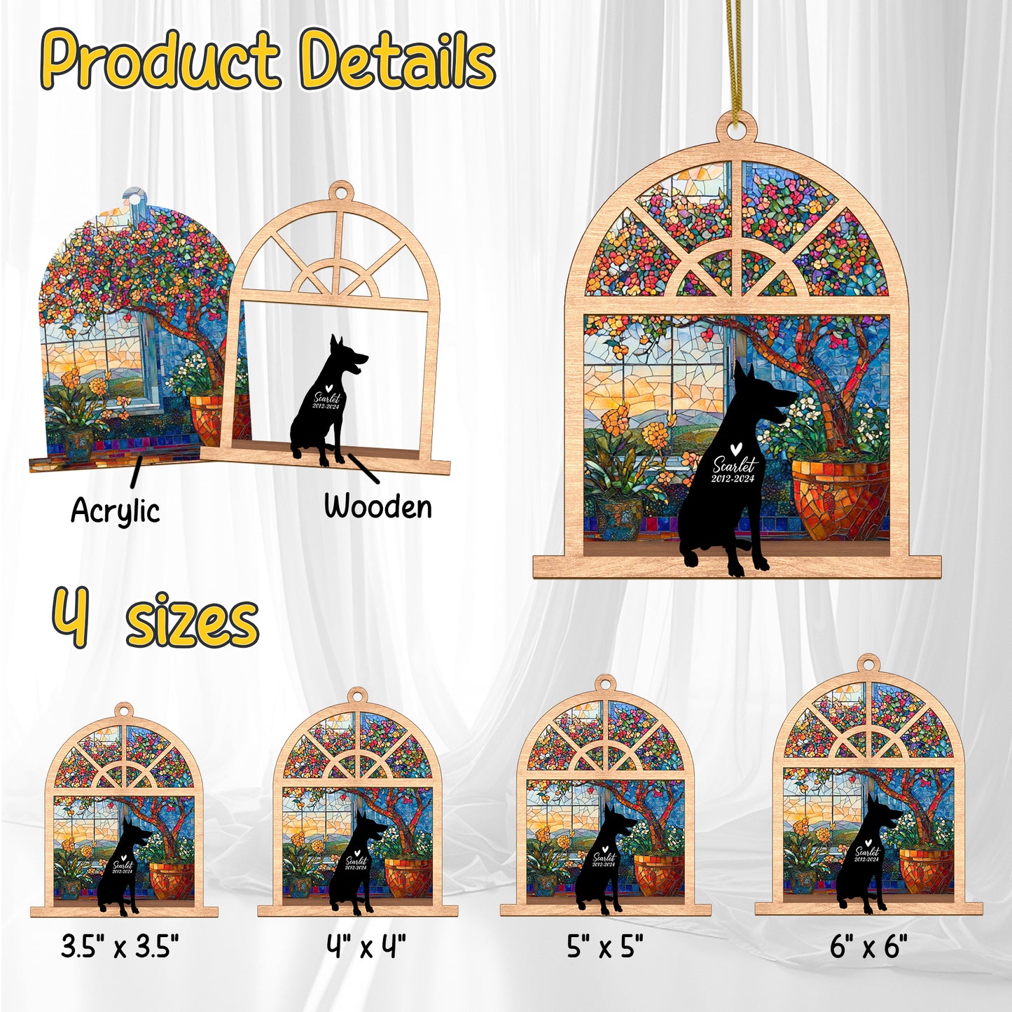 Netecom Personalized Doberman Memorial Suncatcher – Doberman Dog Loss Sympathy Gift & Pet Remembrance Ornament