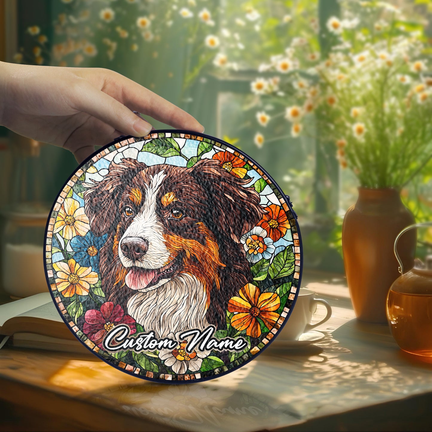 Netecom Custom Australian Shepherd Dog Ornament, Personalized Memorial Suncatcher, Pet Loss Sympathy Gift, Christmas Decoration