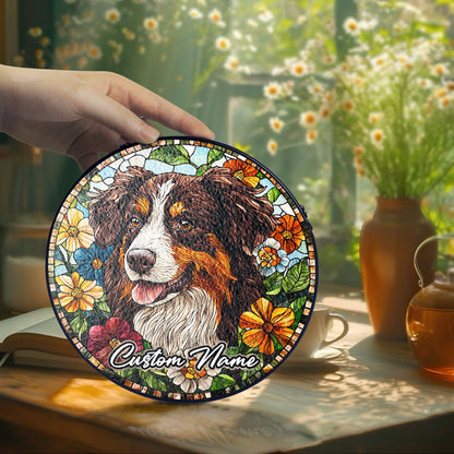 Netecom Custom Australian Shepherd Dog Ornament, Personalized Memorial Suncatcher, Pet Loss Sympathy Gift, Christmas Decoration