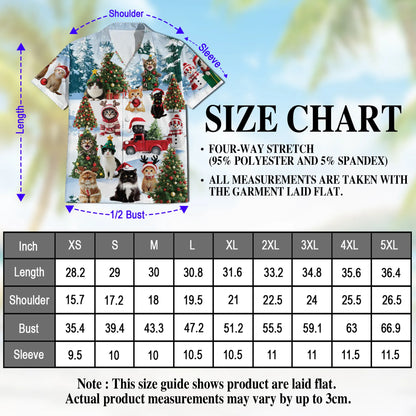Cat Christmas Santa Print Hawaii Dog and Owner Matching Button Shirts
