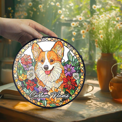 Netecom Personalized Corgi Dog Ornament, Custom Memorial Suncatcher, Pet Loss Remembrance Gift, Christmas Decoration