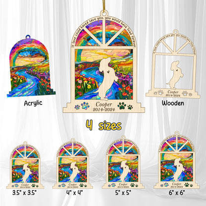 Netecom Personalized Dachshund Memorial Window Ornament, Custom Dog Ornament with Name Date, Pet Loss Remembrance Gift, Bereavement Keepsake