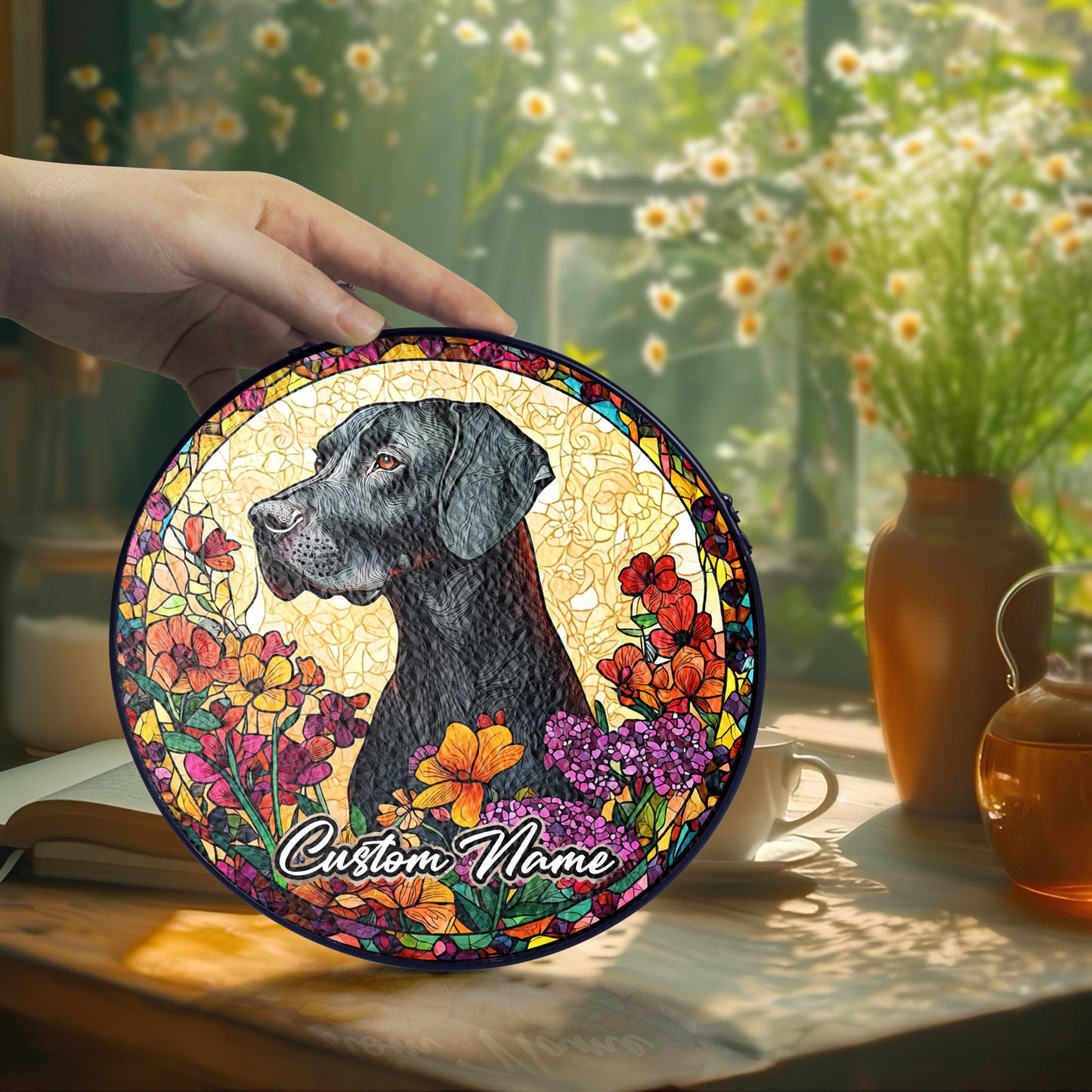 Netecom Personalized Great Dane Dog Ornament, Custom Pet Memorial Sun Catcher, Pet Loss Remembrance Gift, Christmas Decoration