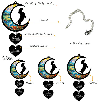 Netecom Personalized Dachshund Moon Heart Memorial Suncatcher – Dog Loss Sympathy Gift, Forever in My Heart Ornament