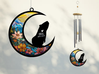 Netecom Guinea Pig Wind Chimes Memorial, Personalized Pet Memorial Windchime for Guinea Pig Suncatcher, Pet Loss Memorial Ornament, Pet Remembrance for Pet Passing Away Sympathy Pet Wind Chimes Outdoor Garden