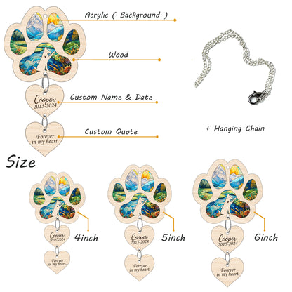 Netecom Personalized German Shepherd Paw Heart Memorial Suncatcher, Dog Paw Ornament with Name Date, Pet Loss Sympathy Gift, Pet Remembrance Keepsake