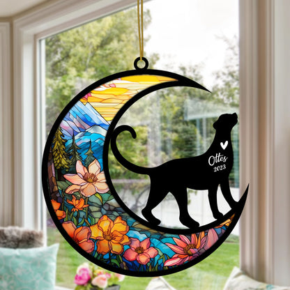 Netecom Personalized Leopard Memorial Suncatcher - Leopard Christmas Ornament with Name - Pet Loss Stained Glass Light Catcher - Bereavement & Sympathy Gift for Loss of Pet