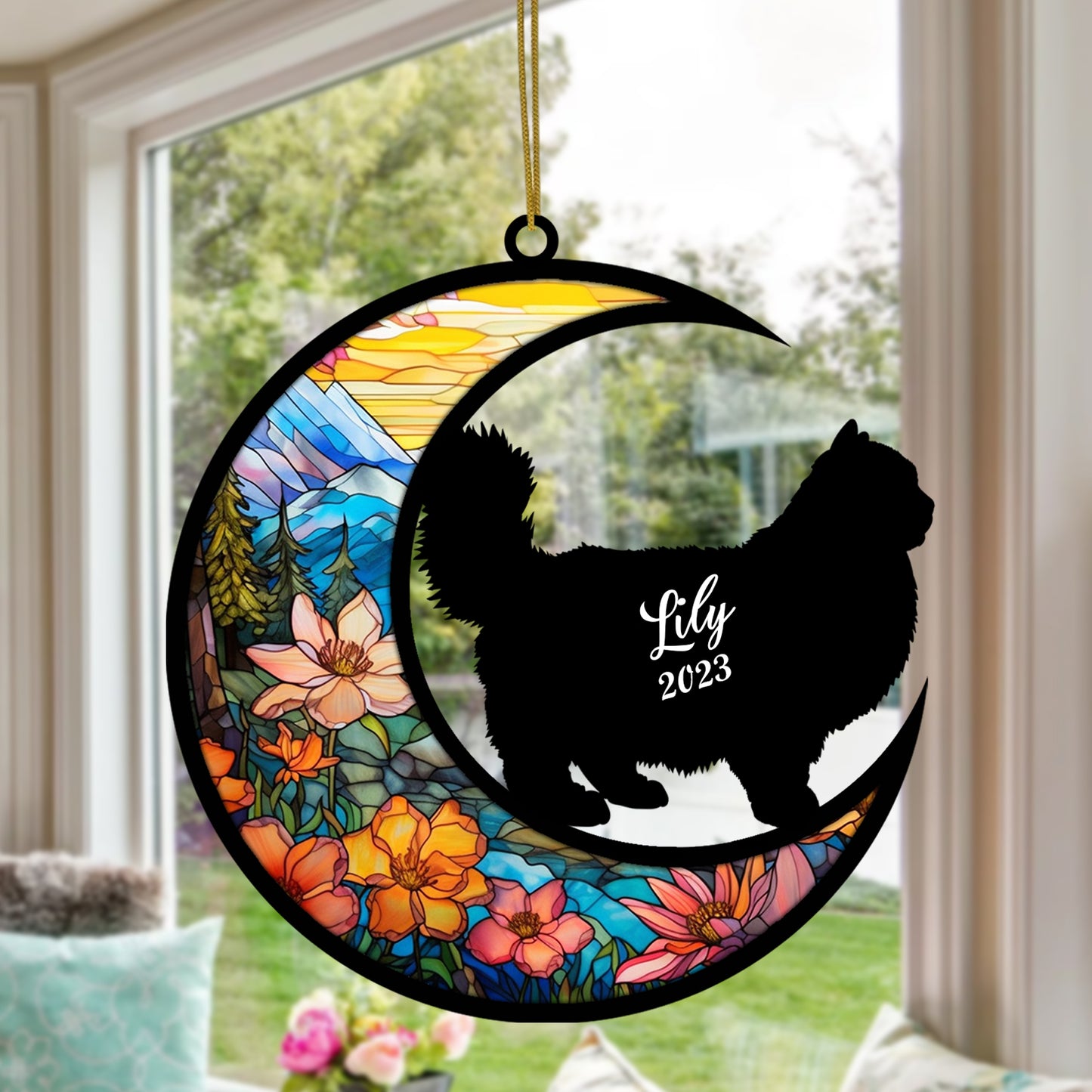 Netecom Personalized Ragdoll Cat Memorial Suncatcher - Custom with Name & Date - Pet Loss Light Catcher - Christmas Cat Ornament for Window & Car Decor
