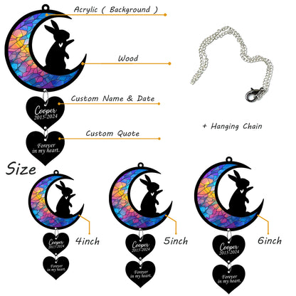 Netecom Personalized Rabbit Moon Heart Memorial Suncatcher – Bunny Loss Sympathy Gift, Pet Remembrance Ornament