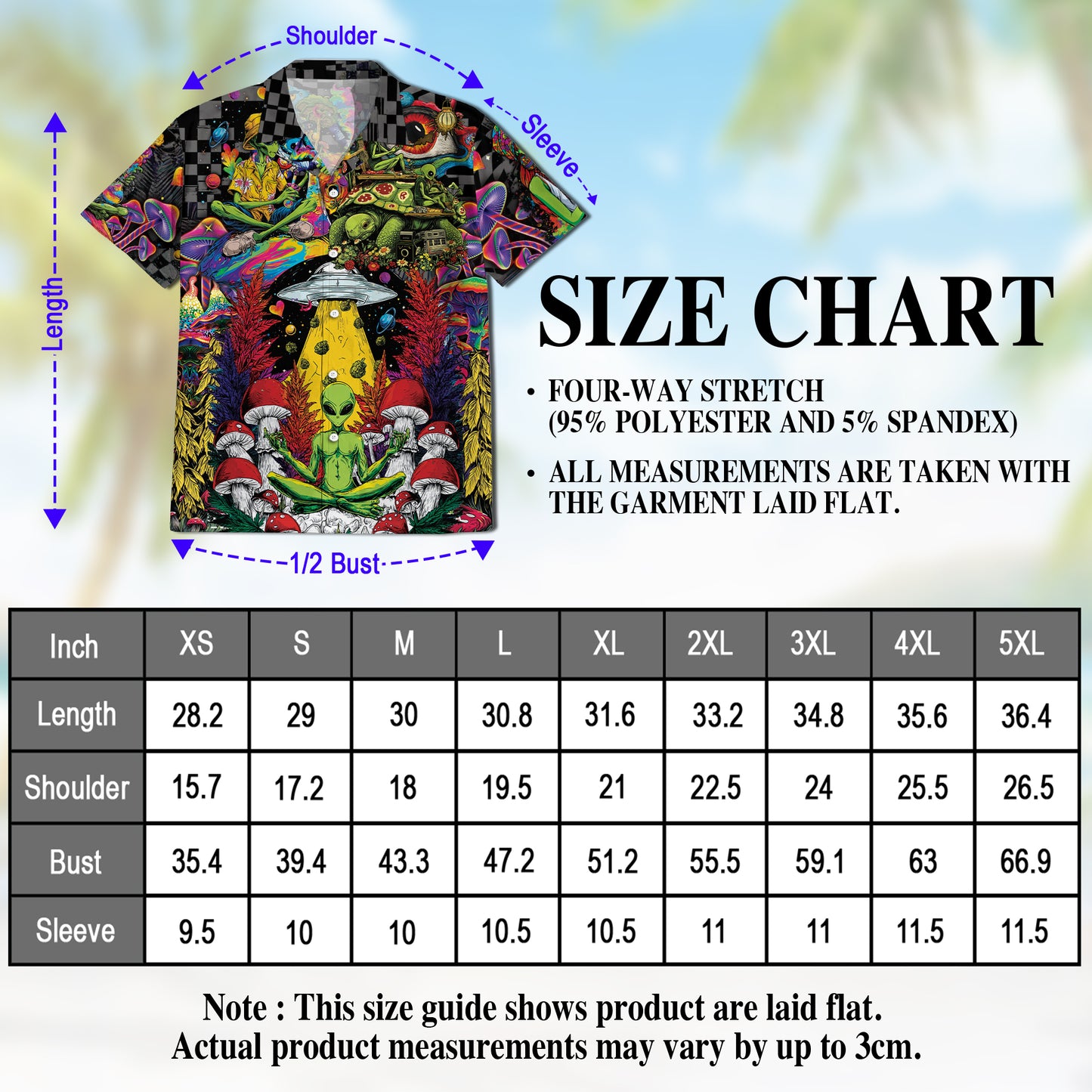 Netecom Hippie Mushroom Alien Hawaiian Shirt for Men Women, Tropical Button Down Summer Beach Short Sleeve Shirts