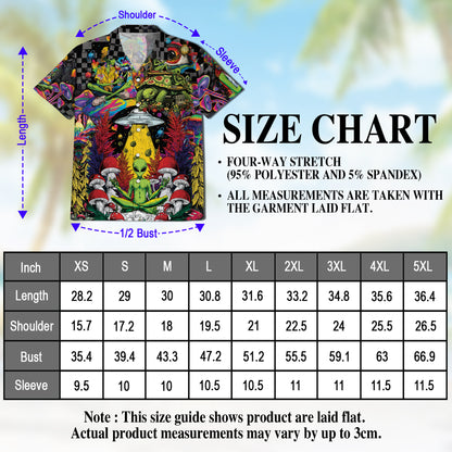 Netecom Hippie Mushroom Alien Hawaiian Shirt for Men Women, Tropical Button Down Summer Beach Short Sleeve Shirts