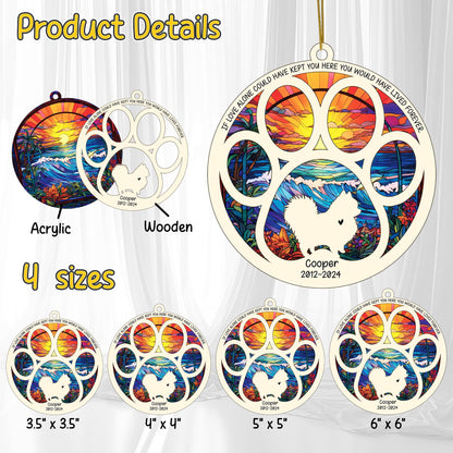 Netecom Personalized Pomeranian Dog Paw Memorial Suncatcher with Name Date, Pet Loss Sympathy Gift, Remembrance Gift for Dog Lovers