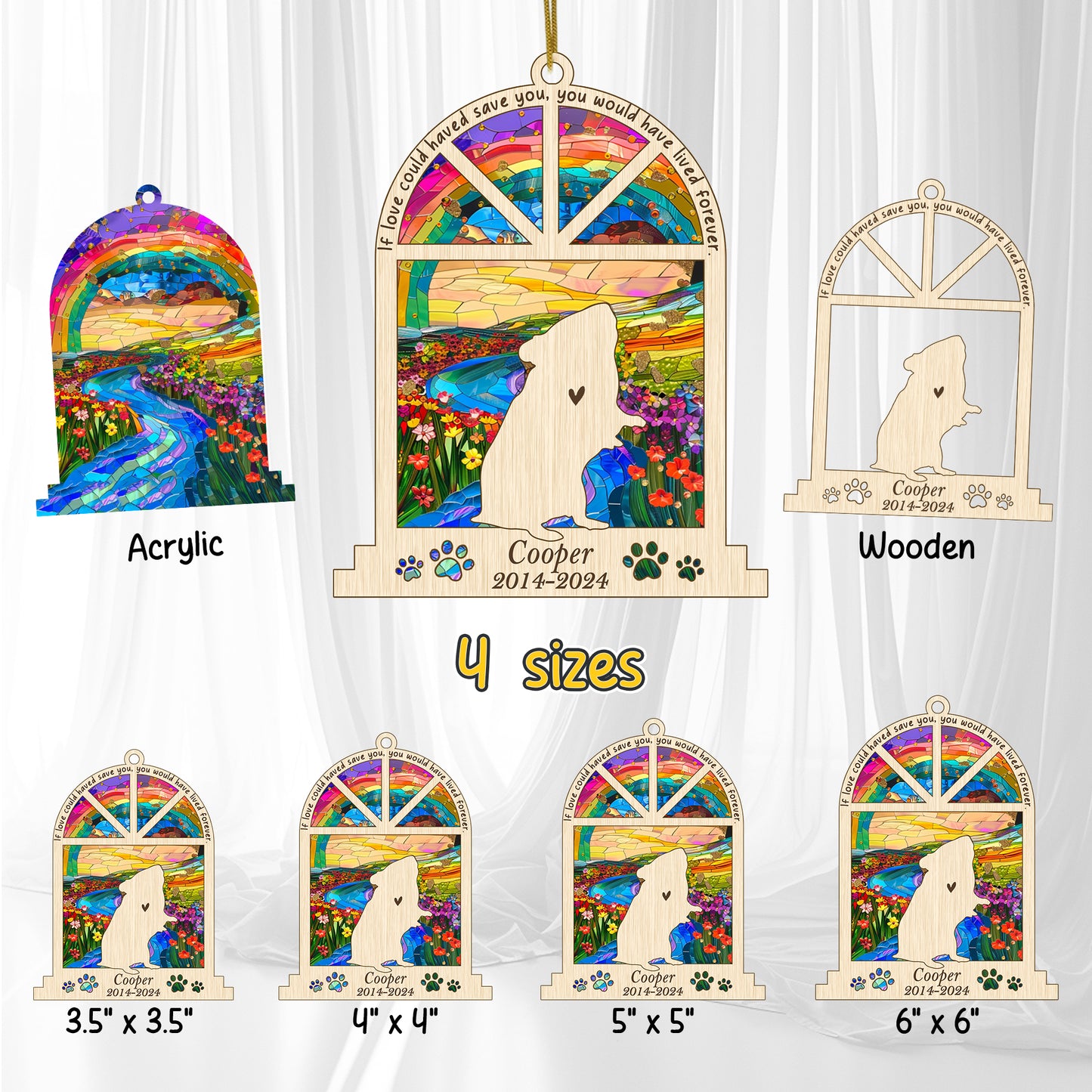 Netecom Personalized Hamster Memorial Window Ornament, Custom Pet Ornament with Name Date, Pet Loss Remembrance Gift, Sympathy Gift for Pet Lovers